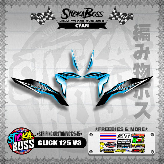 CLICK 125 V3 DECALS ( STRIPING CUSTOM VC125 45 )【WITH FREEBIES】