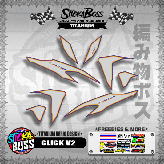 CLICK V2 DECALS ( TITANIUM VARIO DESIGN )WITH FREEBIES】