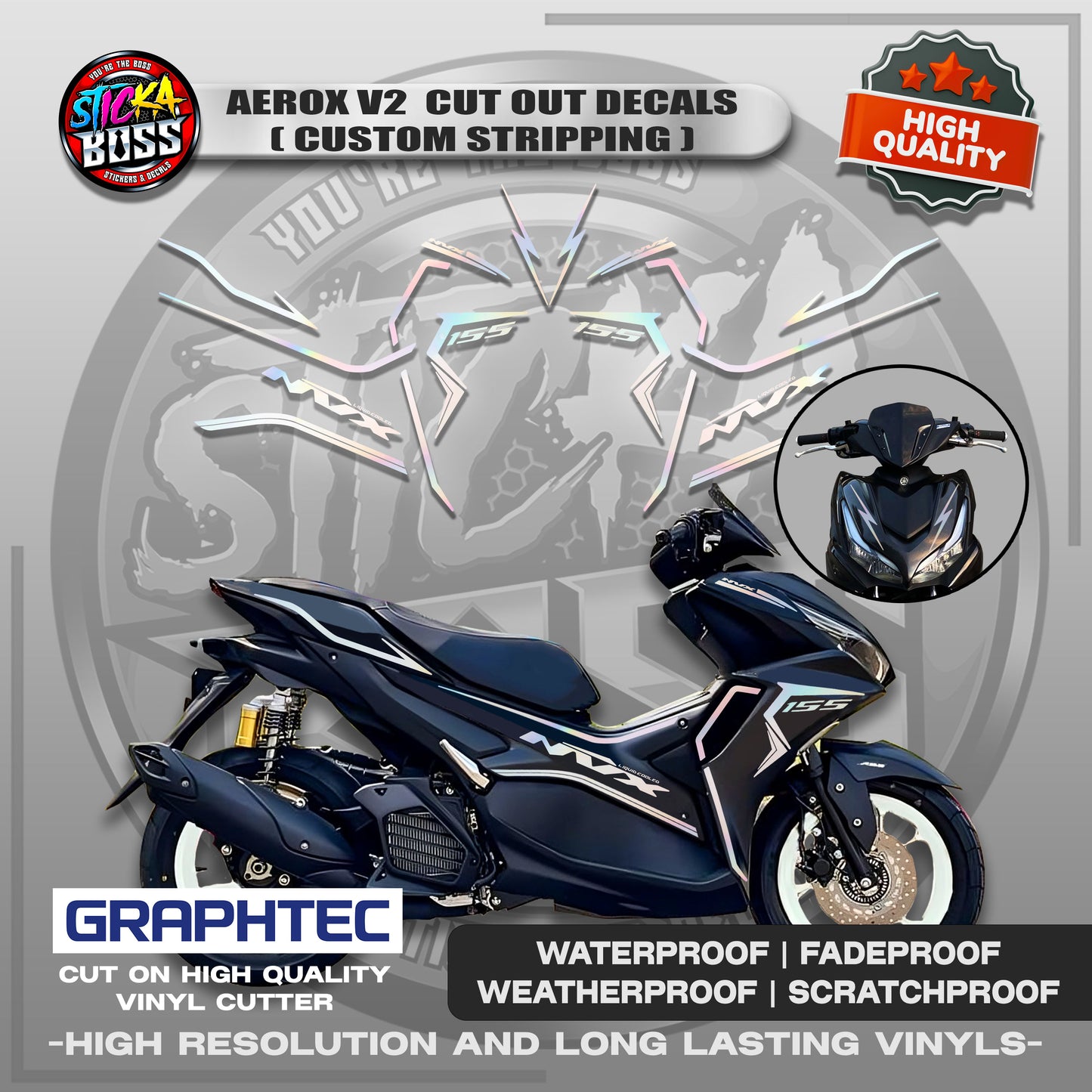 AEROX V2 CUT OUT DECALS ( CUSTOM STRIPPING ) | VINYL WATERPROOF CUT-OUT STICKER DECALS