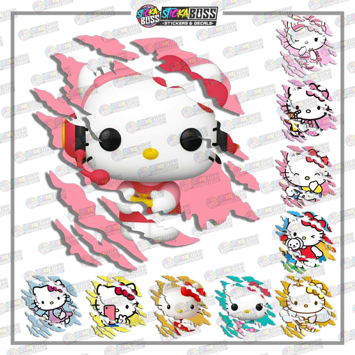 HELLO KITTY| ANIME SCRATCH STICKER【VINYL PRINTED】( LAMINATED / WATERPROOF )【Stickaboss】