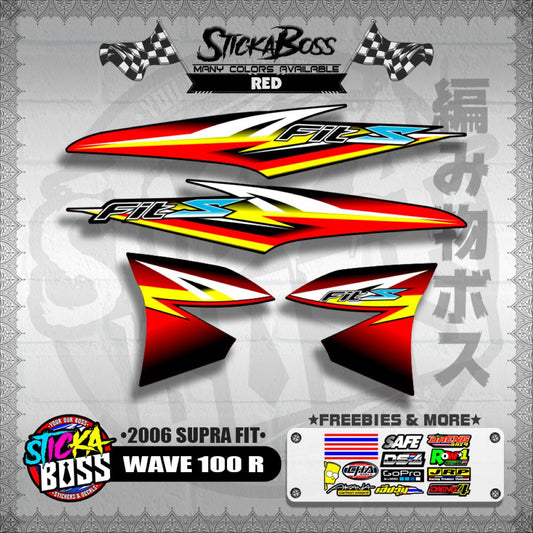 WAVE 100 R STOCK DECALS ( 2006 SUPRA FIT )【WITH FREEBIES】