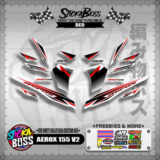 AEROX 155 V2 DECALS ( FOR WHITE MALAYSIAN CUSTOM 003 )【WITH FREEBIES】