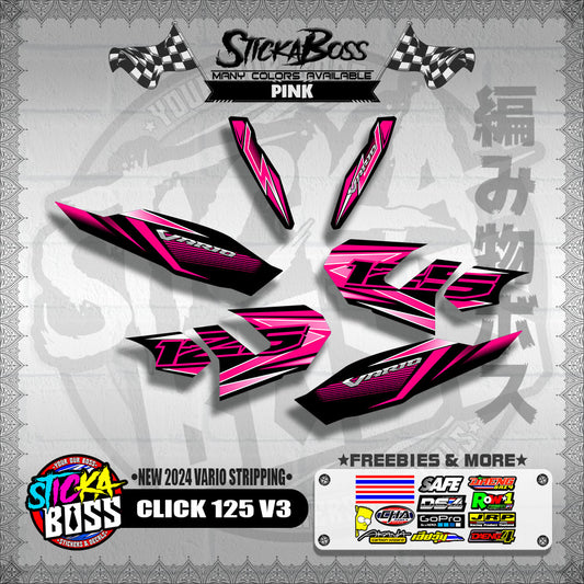 CLICK 125 V3 DECALS ( NEW 2024 VARIO STRIPPING )【WITH FREEBIES】