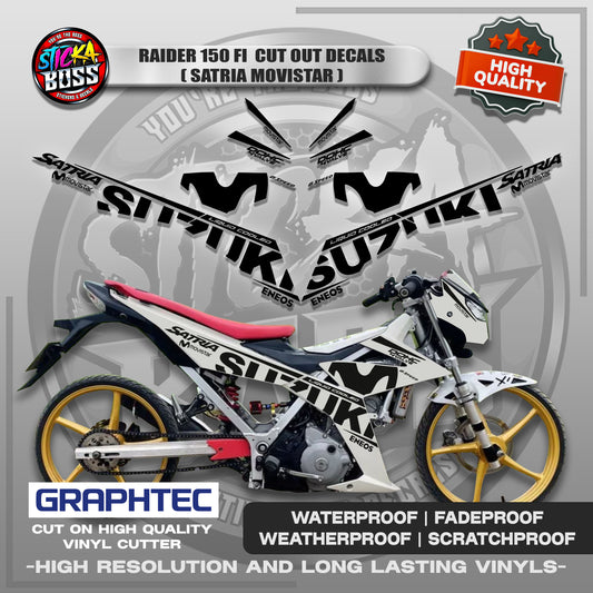 RAIDER 150 FI CUT OUT DECALS ( SATRIA MOVISTAR ) | VINYL WATERPROOF CUT-OUT STICKER DECALS