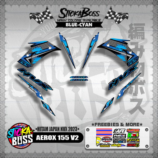 AEROX 155 V2 DECALS ( HITAM JAPAN NVX 2023 )【WITH FREEBIES】