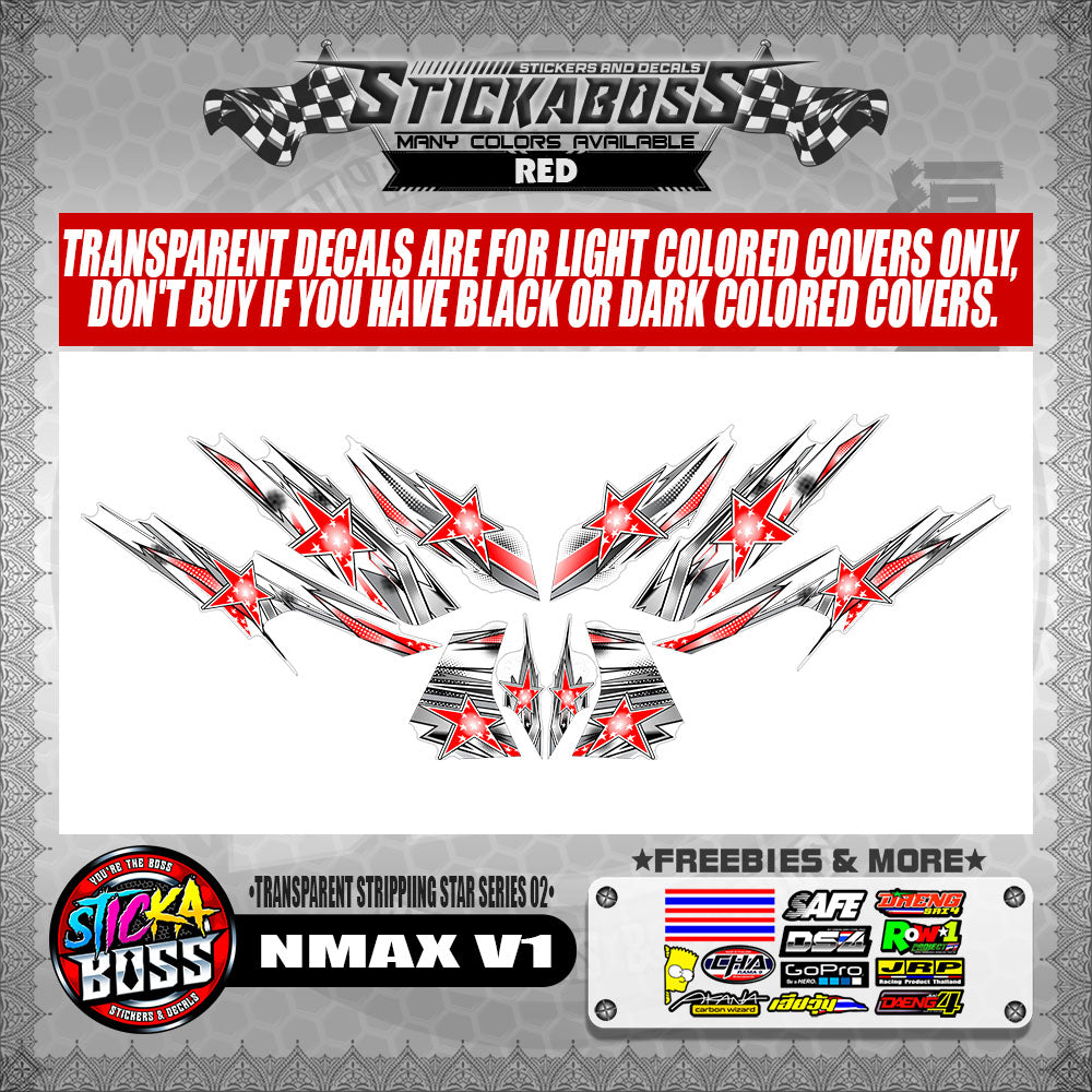 NMAX V1 STICKER DECALS ( TRANSPARENT STRIPPIING STAR SERIES 02 )【WITH FREEBIES】