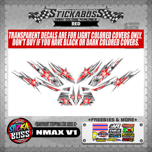 NMAX V1 STICKER DECALS ( TRANSPARENT STRIPPIING STAR SERIES 02 )【WITH FREEBIES】