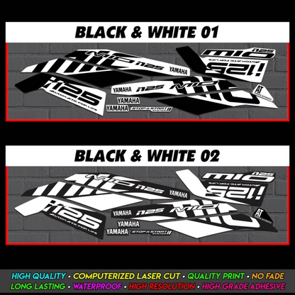 Yamaha Mio i 125 Stock Decal (2019) [BLACK & WHITE]【PREMIUM GLOSSY LAMINATED】