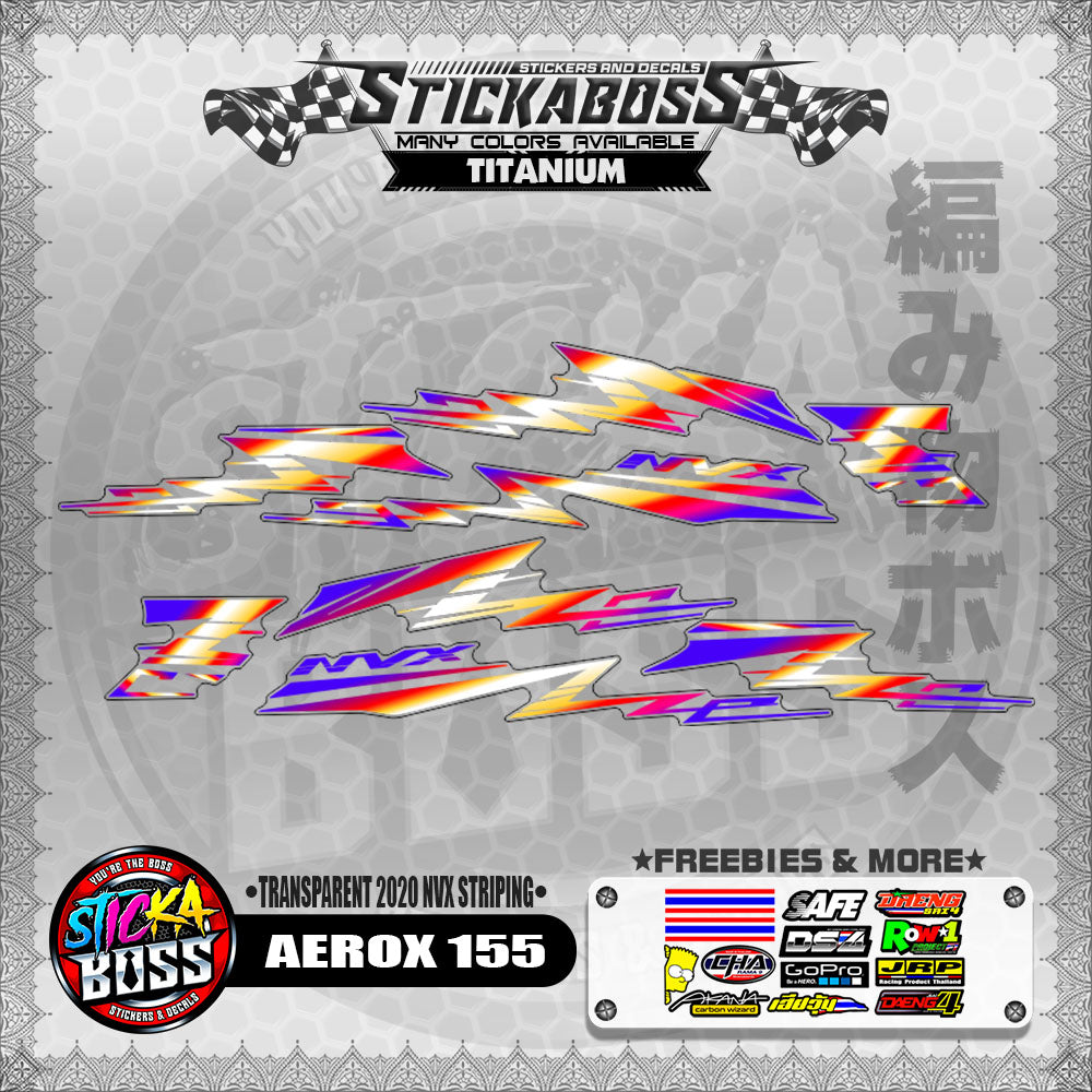 【PREMIUM UV PRINT】TRANSPARENT AEROX 155 DECALS ( 2020 NVX STRIPING )【WITH FREEBIES】