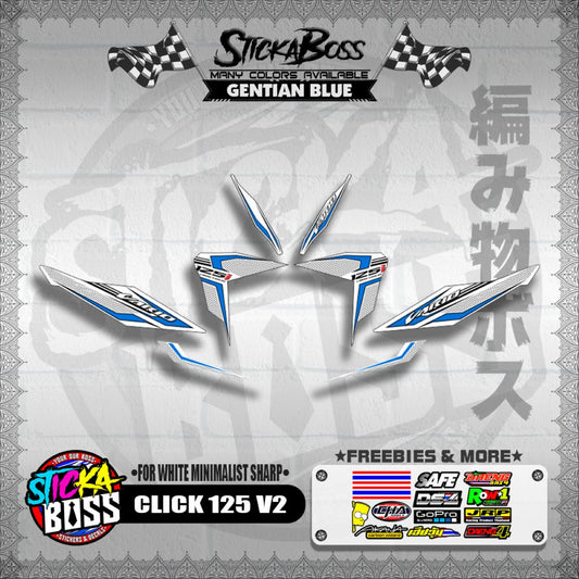 CLICK 125 V2 DECALS ( FOR WHITE MINIMALIST SHARP )【WITH FREEBIES】