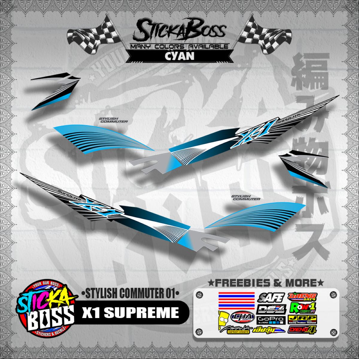 X1 SUPREME DECALS ( STYLISH COMMUTER 01 )【WITH FREEBIES】