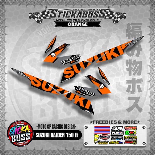 Suzuki Raider 150 Fi Decals ORANGE ( MotoGP Racing Design )【WITH FREEBIES】
