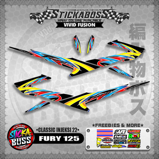 FURY 125 STICKER DECALS ( CLASSIC INJEKSI 22 )【WITH FREEBIES】