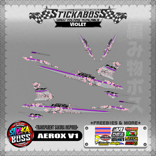 【PREMIUM UV PRINT】TRANSPARENT AEROX 155 V1 (  SAKURA INSPIRED )【WITH FREEBIES】