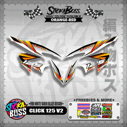CLICK 125 V2 DECALS ( FOR WHITE VARIO BLAZE DESIGN )【WITH FREEBIES】