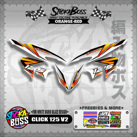 CLICK 125 V2 DECALS ( FOR WHITE VARIO BLAZE DESIGN )【WITH FREEBIES】