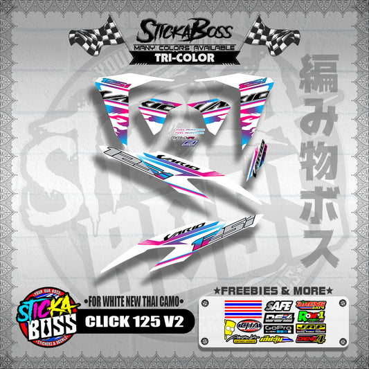 CLICK 125 V2 DECALS ( FOR WHITE NEW THAI CAMO ) WITH FREEBIES】
