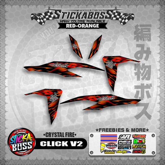 CLICK V2 STICKER DECALS ( CRYSTAL FIRE )【WITH FREEBIES】