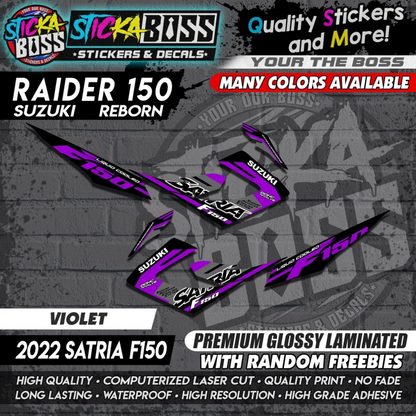 Suzuki Raider 150 Reborn Stock Decals VIOLET ( 2022 Satria F150 )【WITH FREEBIES】