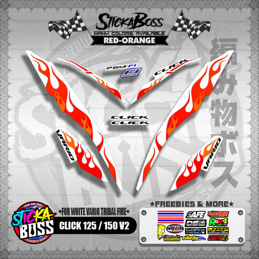CLICK 125 / 150 V2 DECALS ( FOR WHITE VARIO TRIBAL FIRE )【WITH FREEBIES】