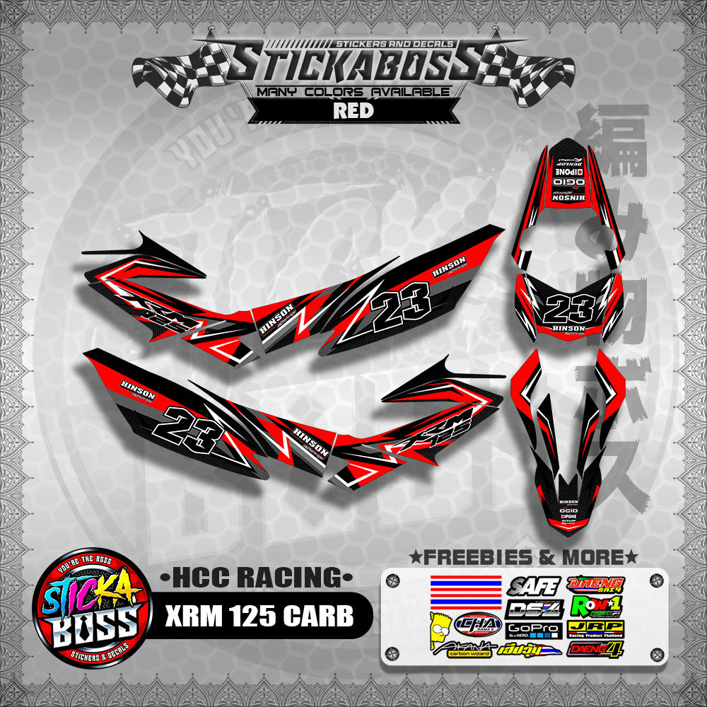 XRM 125 CARB STICKER FULL DECALS ( HCC RACING )【WITH FREEBIES】