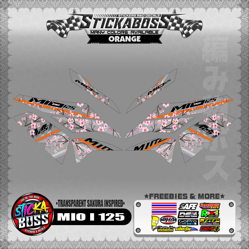 【PREMIUM UV PRINT】TRANSPARENT MIO I 125 STICKER DECALS ( SAKURA INSPIRED )【WITH FREEBIES】