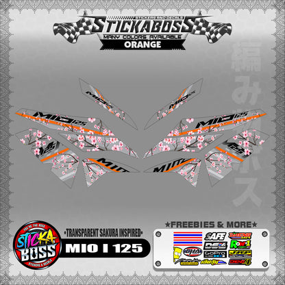 【PREMIUM UV PRINT】TRANSPARENT MIO I 125 STICKER DECALS ( SAKURA INSPIRED )【WITH FREEBIES】