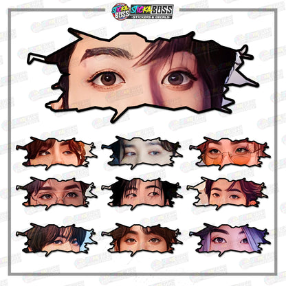 KPOP- BTS| CRACK PEEKERS  ( ANIME VINYL STICKER DECALS )【Stickaboss】