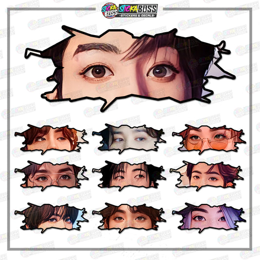 KPOP- BTS| CRACK PEEKERS  ( ANIME VINYL STICKER DECALS )【Stickaboss】