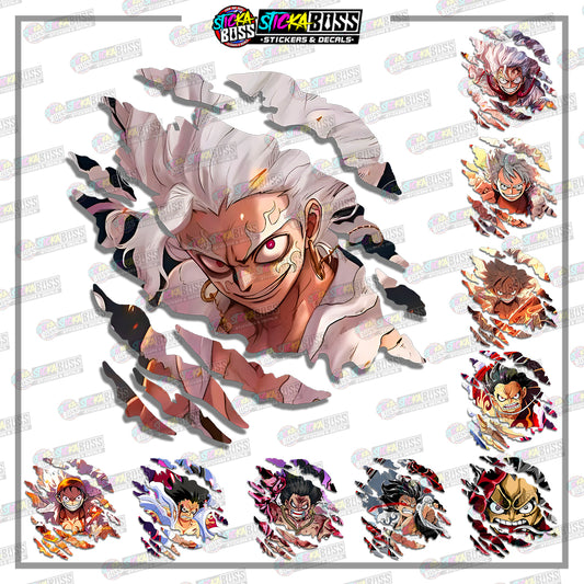 LUFFY GEAR  4&5 | ANIME SCRATCH STICKER【VINYL PRINTED】( LAMINATED / WATERPROOF )【Stickaboss】