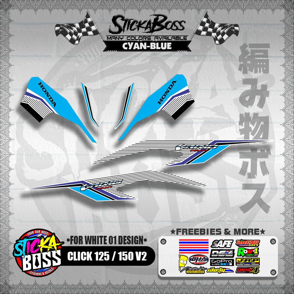 CLICK 125 / 150 V2 DECALS ( FOR WHITE 01 DESIGN )【WITH FREEBIES】