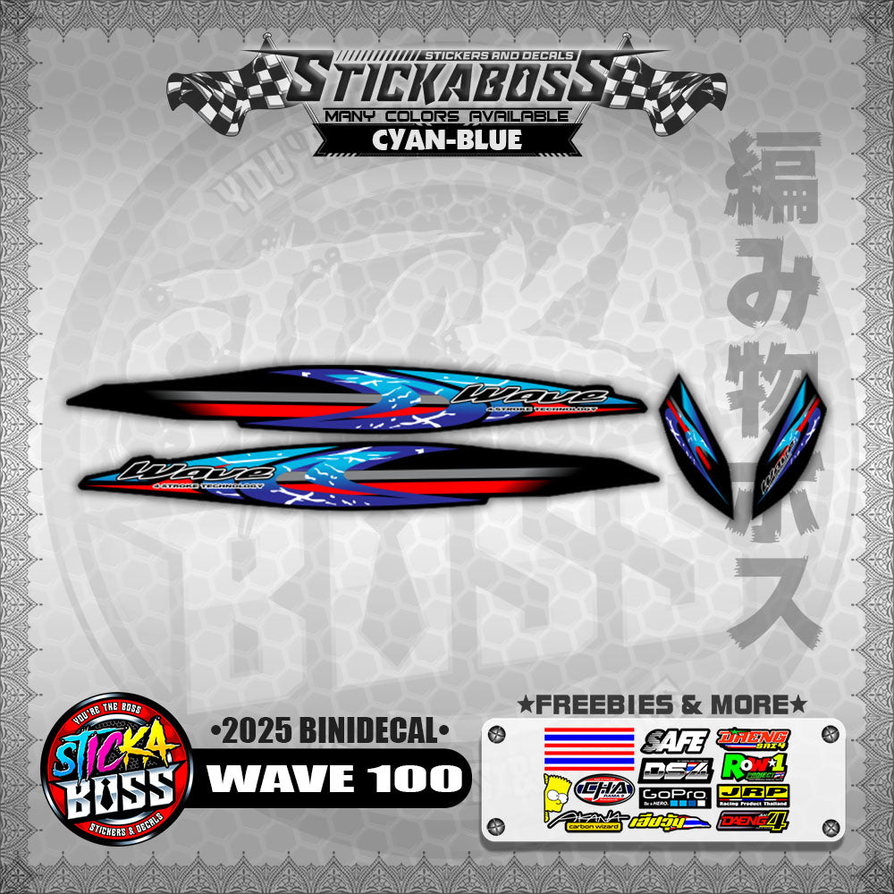 WAVE 100 STICKER DECALS ( 2025 BINIDECAL )【WITH FREEBIES】