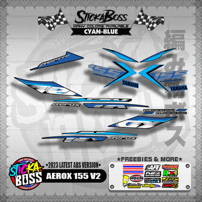 AEROX 155 V2 DECALS ( 2023 LATEST ABS VERSION ) [ PREMIUM GLOSSY LAMINATED ]【WITH FREEBIES】