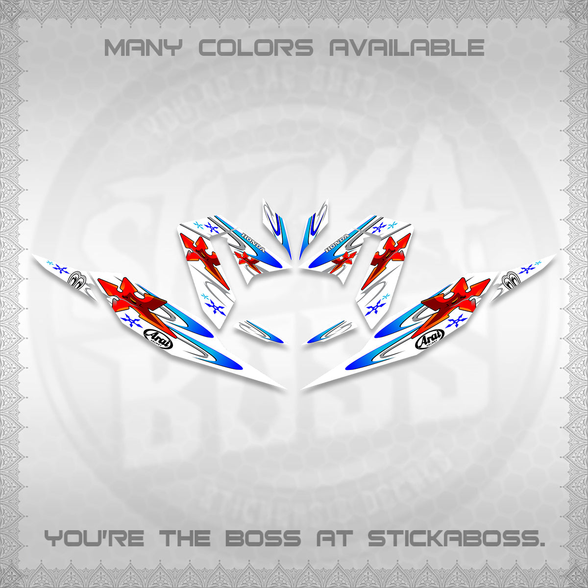 CLICK 125 V4 FOR WHITE DECALS (2026 ARAI STAR RACING DESIGN) STICKER DECALS By STICKABOSS