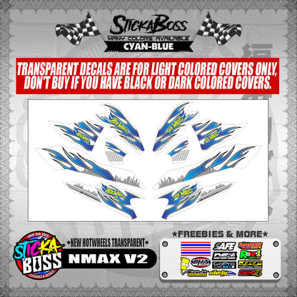 NMAX V2 DECALS ( NEW HOTWHEELS TRANSPARENT )【WITH FREEBIES】