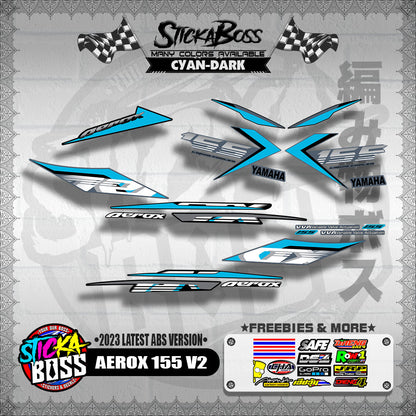 AEROX 155 V2 DECALS ( 2023 LATEST ABS VERSION ) [ PREMIUM GLOSSY LAMINATED ]【WITH FREEBIES】