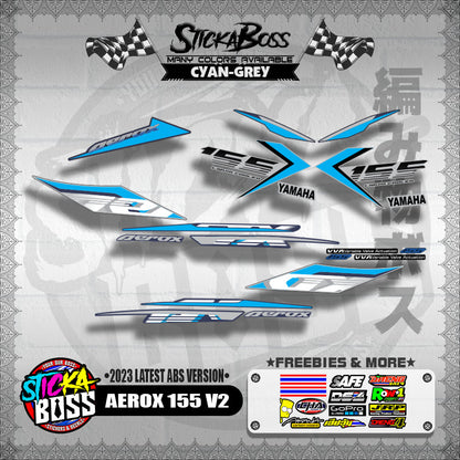 AEROX 155 V2 DECALS ( 2023 LATEST ABS VERSION ) [ PREMIUM GLOSSY LAMINATED ]【WITH FREEBIES】