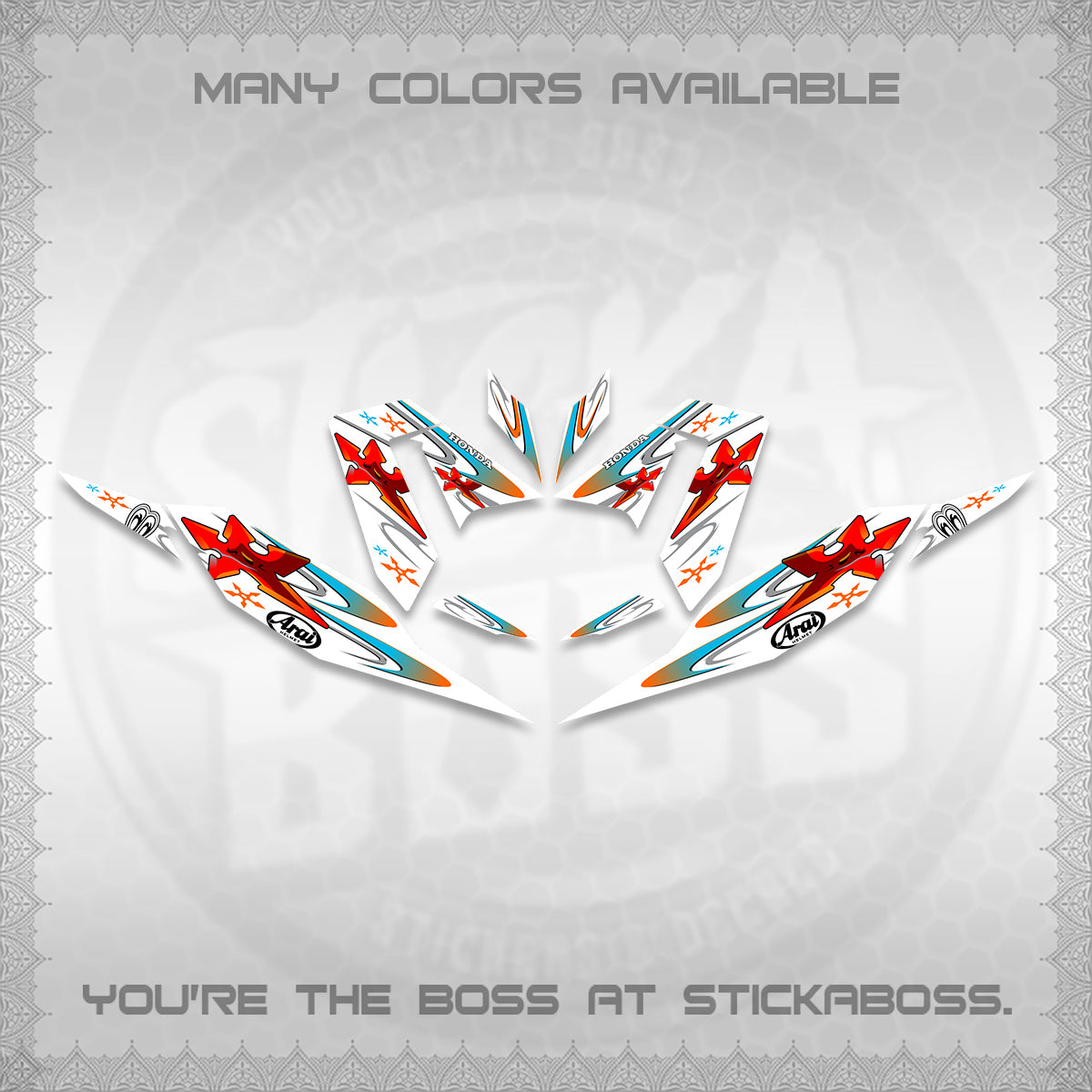CLICK 125 V4 FOR WHITE DECALS (2026 ARAI STAR RACING DESIGN) STICKER DECALS By STICKABOSS