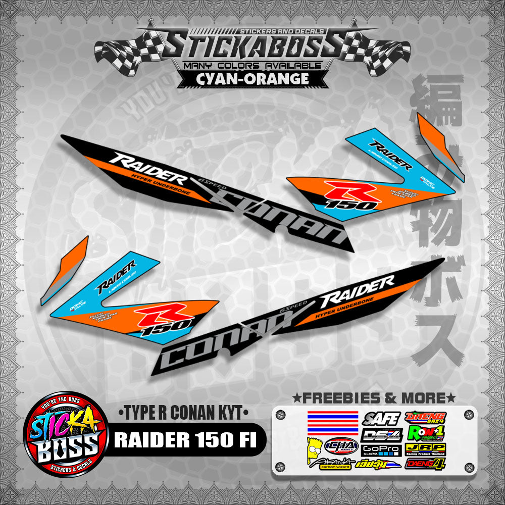 RAIDER 150 FI DECALS ( TYPE R CONAN KYT ) 【WITH FREEBIES】