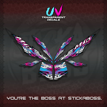 【PREMIUM UV PRINT】TRANSPARENT MIO 4  DECALS (FIRE CUSTOM 3 DESIGN)STICKER DECALS By STICKABOSS