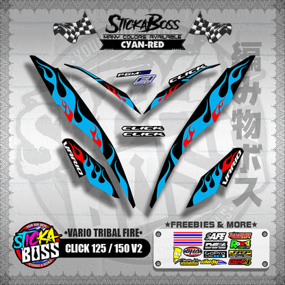 CLICK 125 / 150 V2 DECALS ( VARIO TRIBAL FIRE )【WITH FREEBIES】