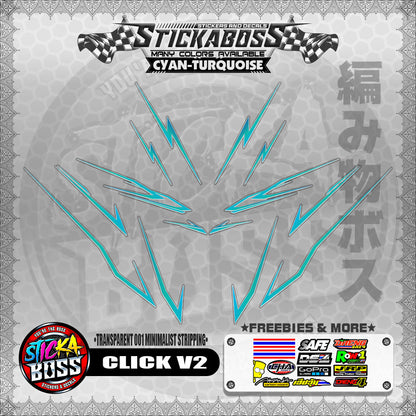 【PREMIUM UV PRINT】TRANSPARENT CLICK V2 STICKER DECALS ( 001 MINIMALIST STRIPPING )【WITH FREEBIES】