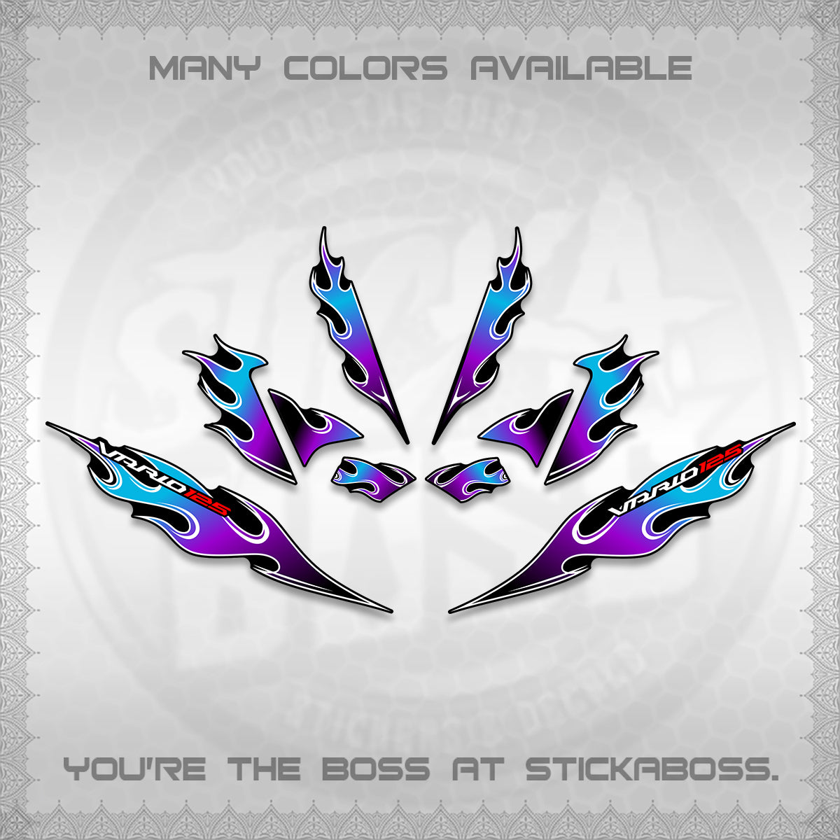 CLICK 125 V4 VARIO DECALS (2026 MOTIF FLAME 2 TONE)STICKER DECALS By STICKABOSS
