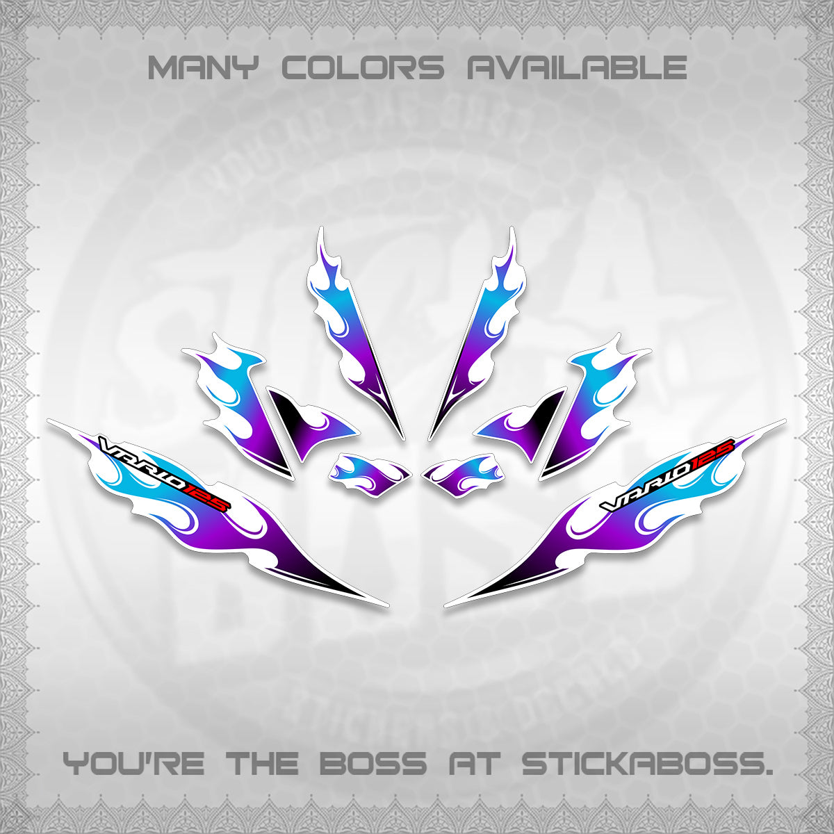 CLICK 125 V4 FOR WHITE VARIO DECALS (2026 MOTIF FLAME 2 TONE)STICKER DECALS By STICKABOSS