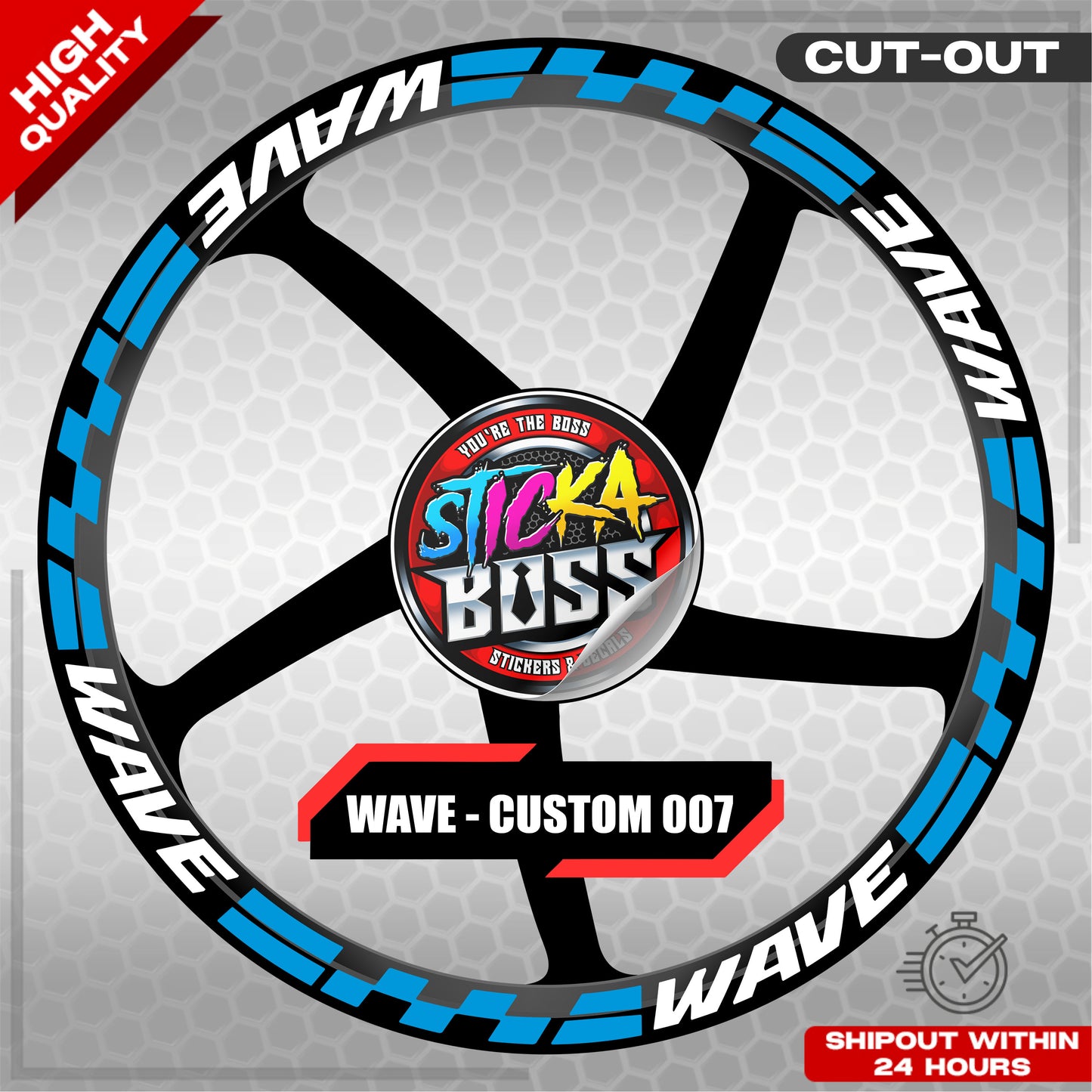 WAVE 110 / 125 MAG STICKER SET ( 2 MAGS ) - CUSTOM 007 | VINYL WATERPROOF CUT-OUT DECALS
