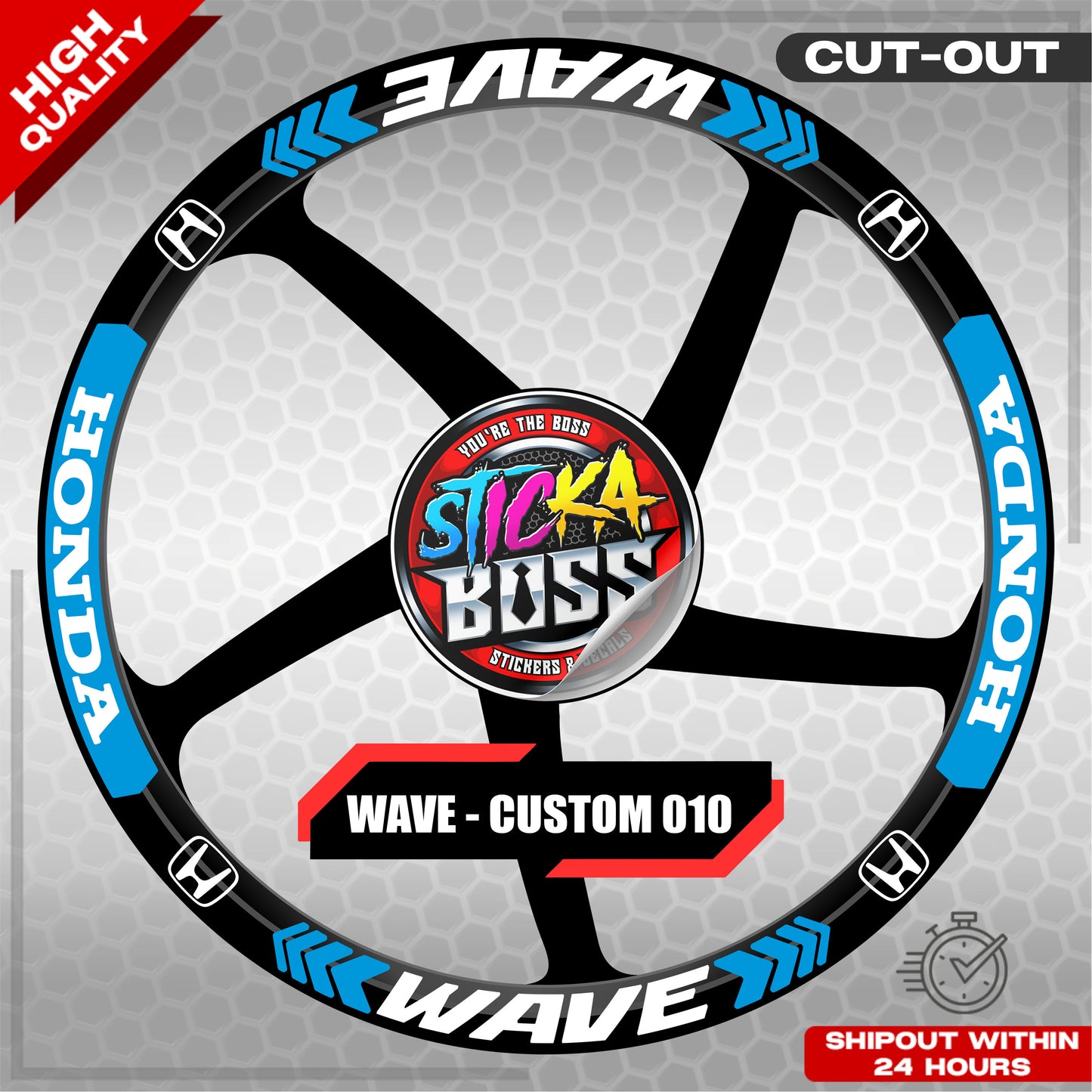 WAVE 110  / 125 MAG STICKER SET ( 2 MAGS ) - CUSTOM 010 | VINYL WATERPROOF CUT-OUT DECALS