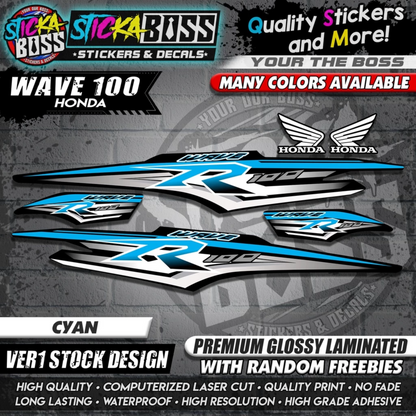 HONDA WAVE 100 R DECALS (Ver1 Stock Design)【WITH FREEBIES】