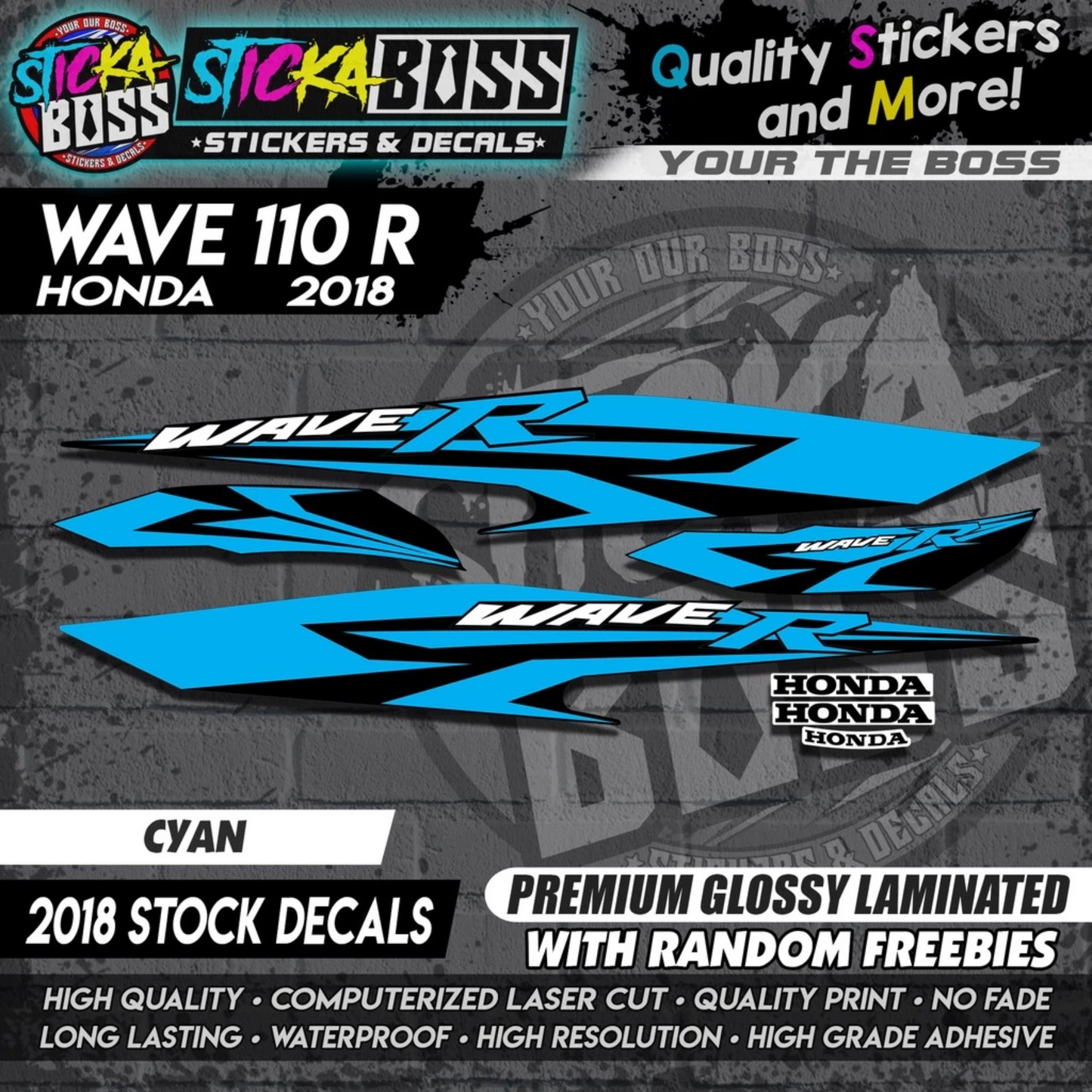 Wave 110 R (2018 Stock Decals)【PREMIUM GLOSSY LAMINATED】
