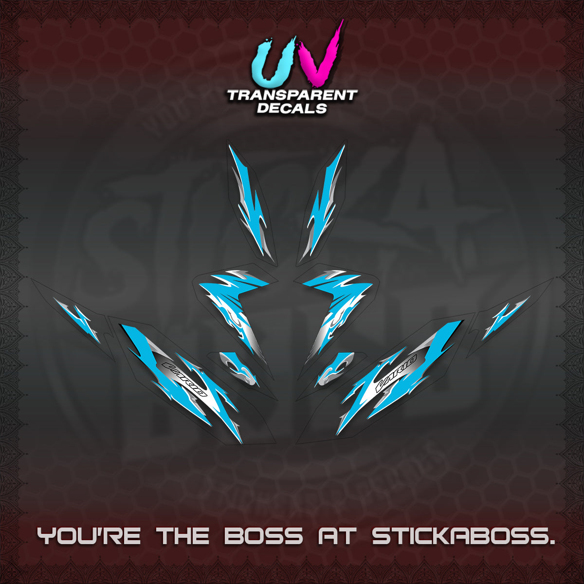 CLICK 125 V4 VARIO UV TRANSPARENT DECALS (2026 MODERN TRIBAL DESIGN) STICKER KITS By STICKABOSS