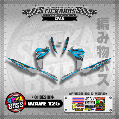 Honda Wave Dash 125 Stock Decals (01 Design)【WITH FREEBIES】Malaysia Concept